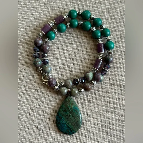 20-1/2 inch Ruby Zoisite gemstone bead Necklace NWOT - Picture 6 of 13